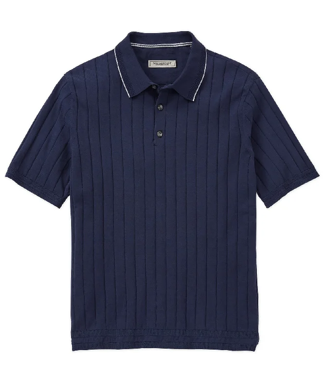 Men's Shirts with Wrinkle-Resistant FabricVertical Ribbed Tipped Polo Shirt