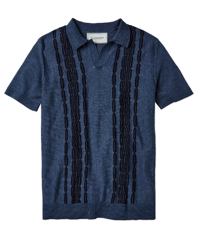 Men's Shirts with Full PlacketsCable Jacquard Polo Shirt