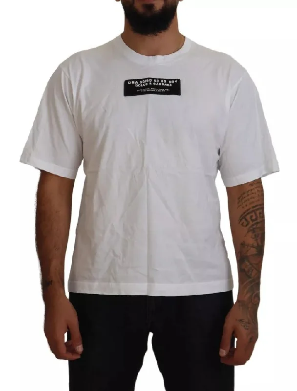 Men's Shirts with Contrast CollarsDolce & Gabbana  Cotton DG Appliqué Men Casual Men's T-shirt (Pre-Owned)