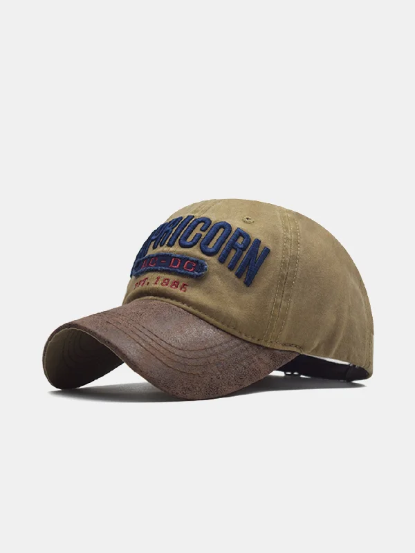 Formal Derby CapsCapricorn Embroidery Washed Distressed Baseball Cap