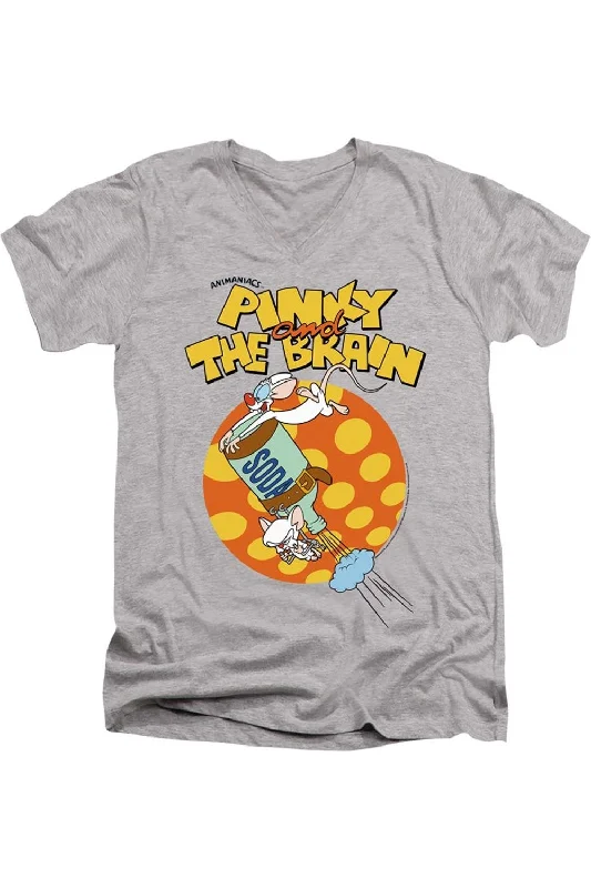 Men's Shirts with Short PlacketsPinky And The Brain Soda Short Sleeve Adult V Neck Premium Cotton Tee / T-Shirt Men's Shirts with Short PlacketsPinky And The Brain Soda Short Sleeve Adult V Neck Premium Cotton Tee / T-Shirt