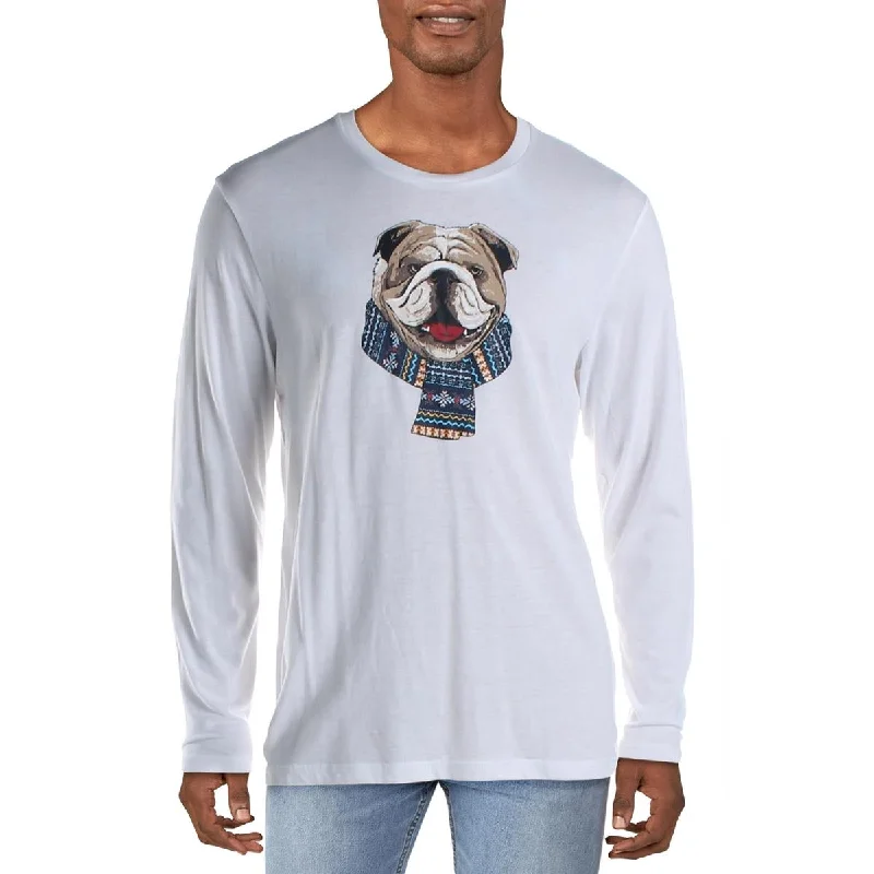 Men's Shirts with Embroidered DesignsBulldog Scarf Mens Cotton Blend Graphic T-Shirt