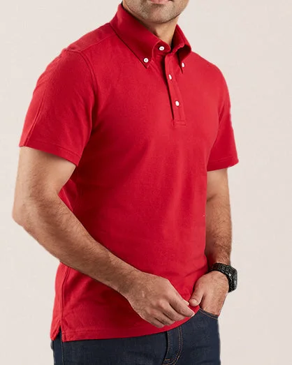 Men's Shirts for Outdoor ActivitiesPlain Red Polo T-Shirt