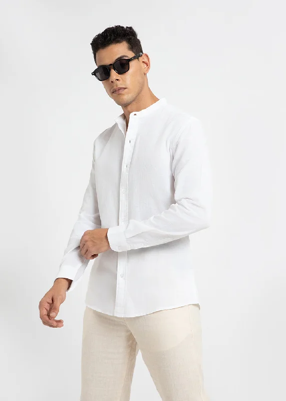 Men's Neutral-Tone Shirts for Versatile StylingIvory White Cotton Linen Shirt