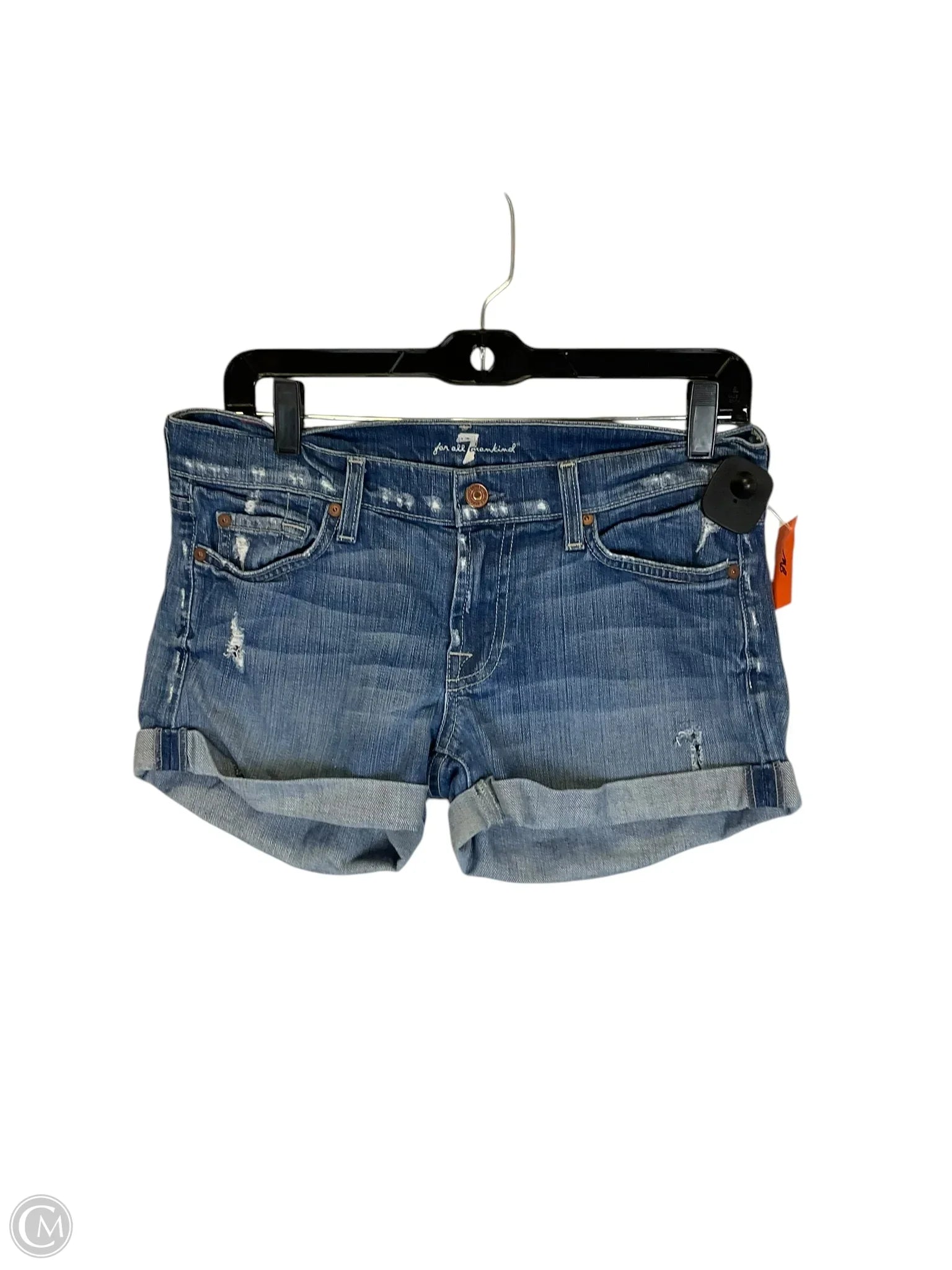 Men's Pants with Logo EmbossmentsShorts By 7 For All Mankind In Blue Denim, Size: 6