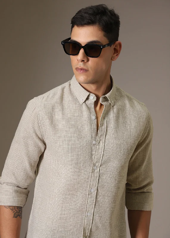 Men's Henley T-Shirts for a Casual TwistBeige Blended Linen Shirt