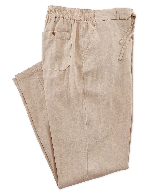 Men's Pants with Shallow PocketsWestport Black Southport Linen Drawcord Pant