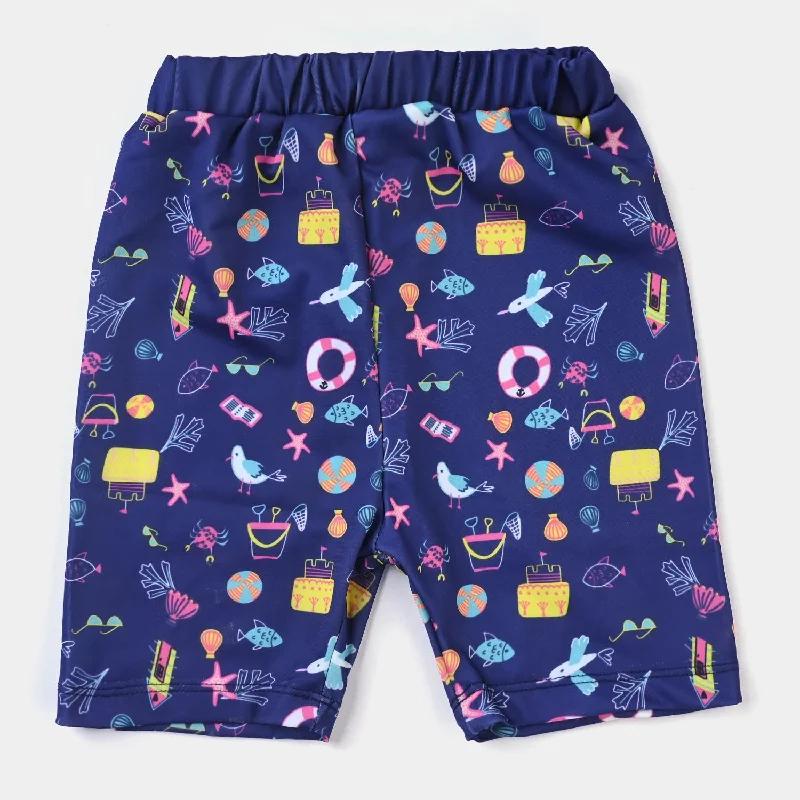 Men's Pants with Contrast StitchingGirls Nylon Swim Short Beach Day-NAVY