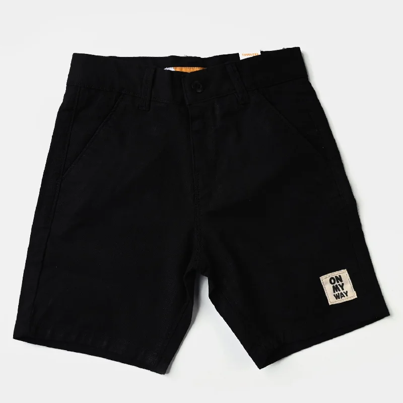 Men's Elastic-Waisted Pants for Easy MovementBoys Cotton Twill Short On My Way-BLACK Men's Elastic-Waisted Pants for Easy MovementBoys Cotton Twill Short On My Way-BLACK