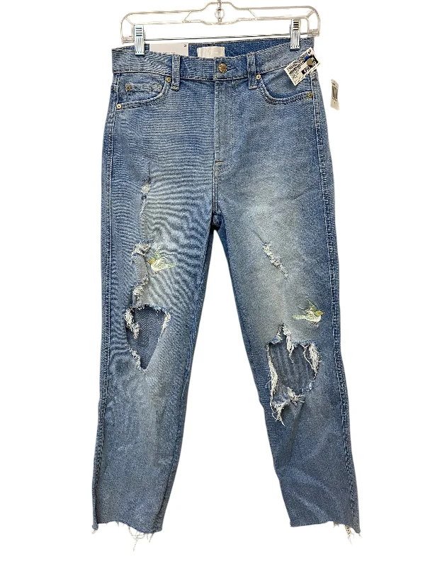 Men's Jeans with a Distressed LookJeans Cropped By 7 For All Mankind In Blue Denim, Size: 4 Men's Jeans with a Distressed LookJeans Cropped By 7 For All Mankind In Blue Denim, Size: 4