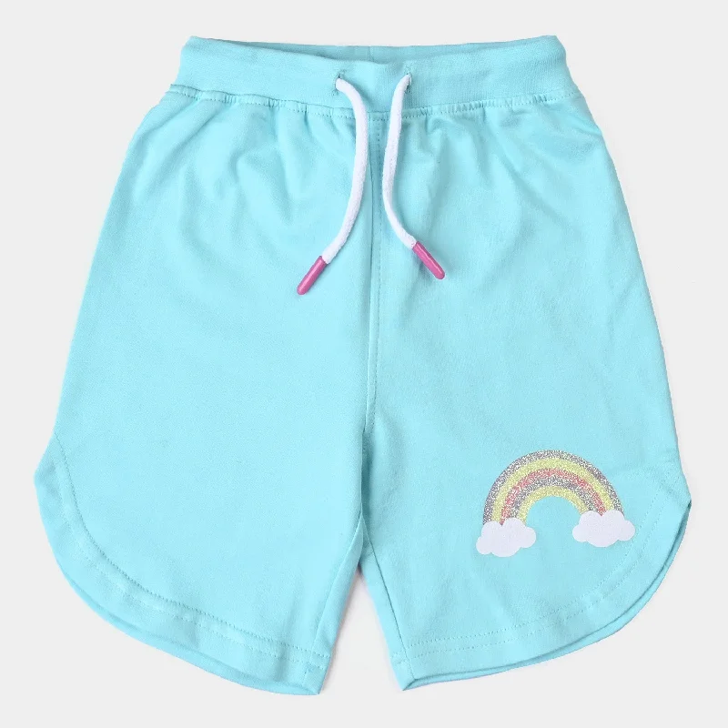 Men's Pants with Hidden ButtonsGirls Cotton Terry Short Rainbow-T.Turquoise