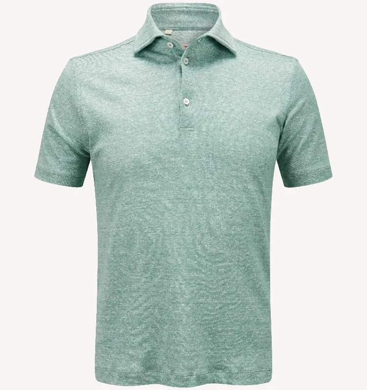 Lightweight Men's Linen ShirtsMaurizio Baldassari Polo in Soft Green