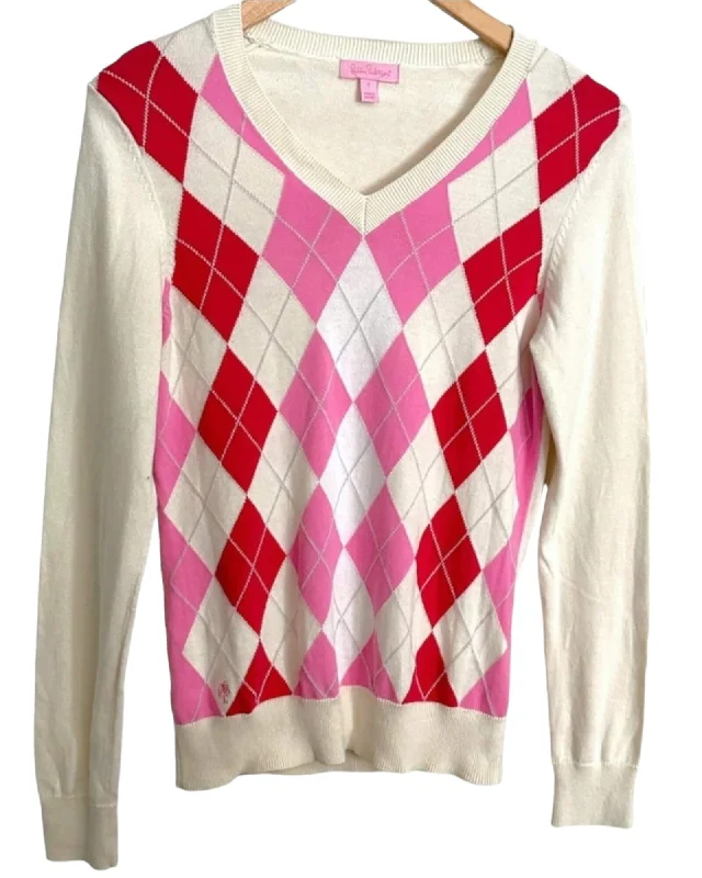 Bright Spring Argyle V-Neck Sweater