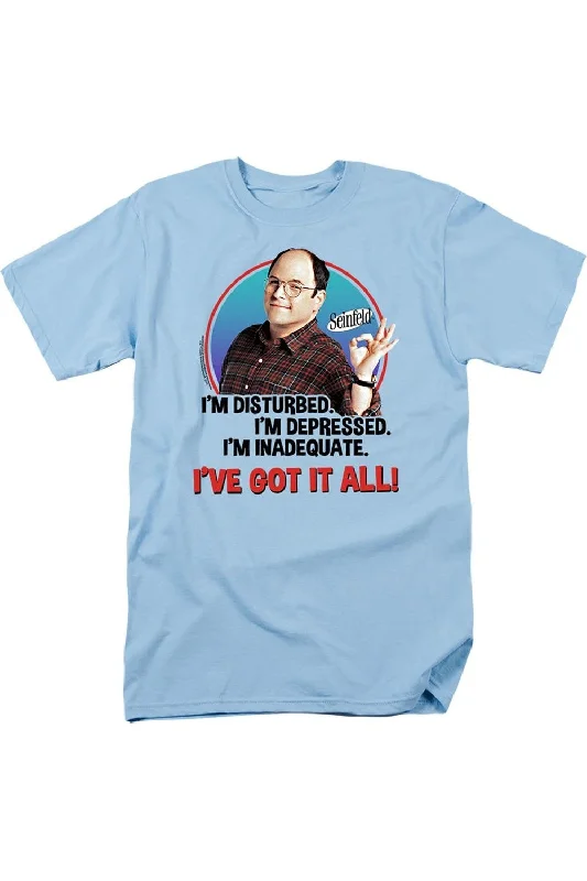 Men's Shirts with Surplice HemlinesSeinfeld George All Short Sleeve Adult Tee / T-Shirt Men's Shirts with Surplice HemlinesSeinfeld George All Short Sleeve Adult Tee / T-Shirt