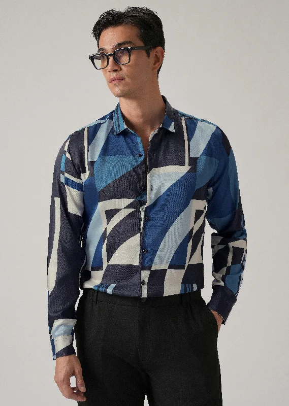 Men's Relaxed-Fit Shirts for Casual ComfortBlue Geo Print Shirt