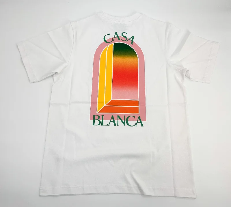 Men's Shirts with Adjustable HemlinesCasablanca Gradient L'Arche Logo Printed T-Shirt Men's Shirts with Adjustable HemlinesCasablanca Gradient L'Arche Logo Printed T-Shirt