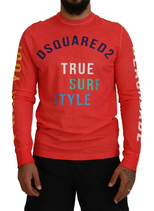Men's Shirts with Adjustable HemlinesDsqua² Colorful Print Long Sleeves Top Men's T-shirt Men's Shirts with Adjustable HemlinesDsqua² Colorful Print Long Sleeves Top Men's T-shirt