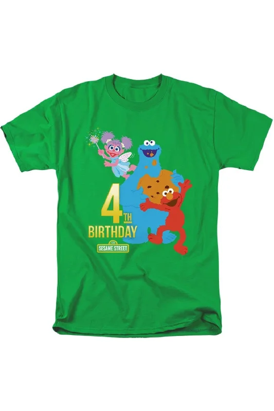 Men's Sleeveless TopsSesame Street 4th Birthday Short Sleeve Adult Tee / T-Shirt