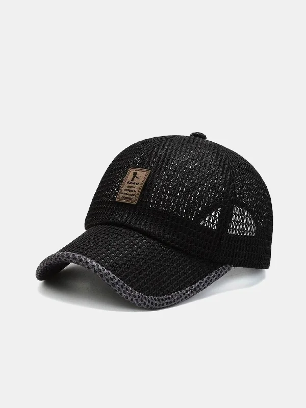 Summer Bucket CapsSolid Color Patch Hollow Mesh Nylon Baseball Cap