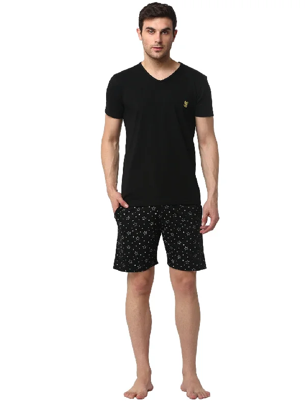 Mack Jonney Black Black Night Suit For Men's