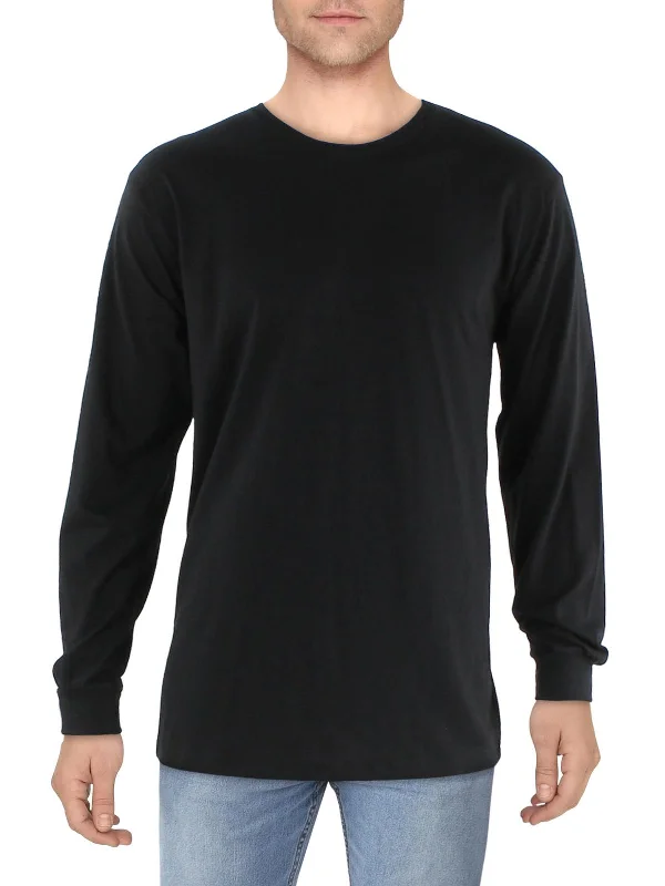 Men's Shirts with Surplice HemlinesMens Crewneck Long Sleeve T-Shirt