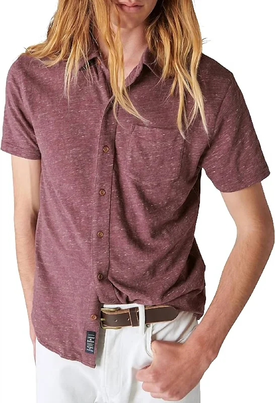 Men's Timeless Dress Shirts for Enduring StyleLinen Short Sleeve Button Up Shirt In Huckleberry