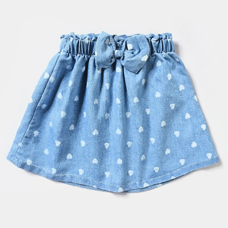 Versatile Men's ShortsGirls Tensile Denim (Light Denim) Skirt Hearts-Ice Blue