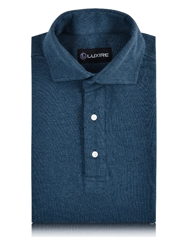 Classic Men's Button-Up ShirtsDark Blue Grey Polo T-Shirt