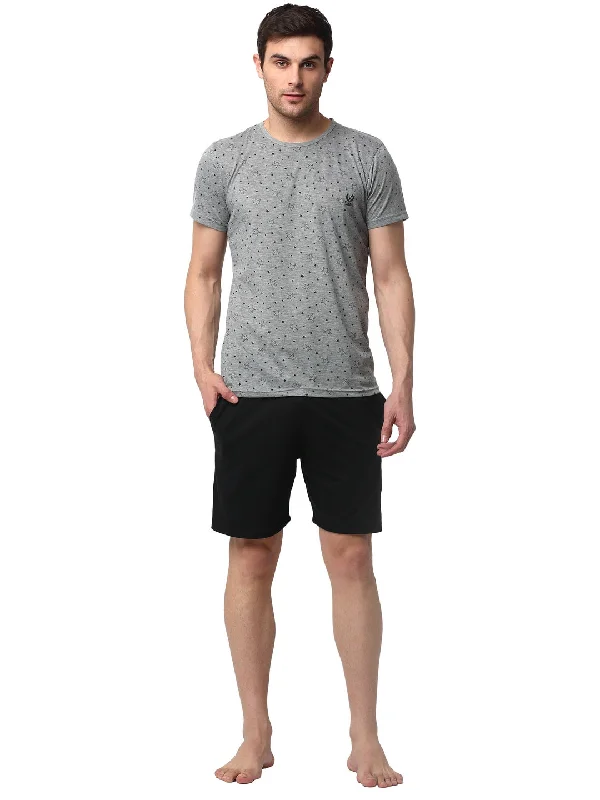 Mack Jonney Silver Black Night Suit For Men's
