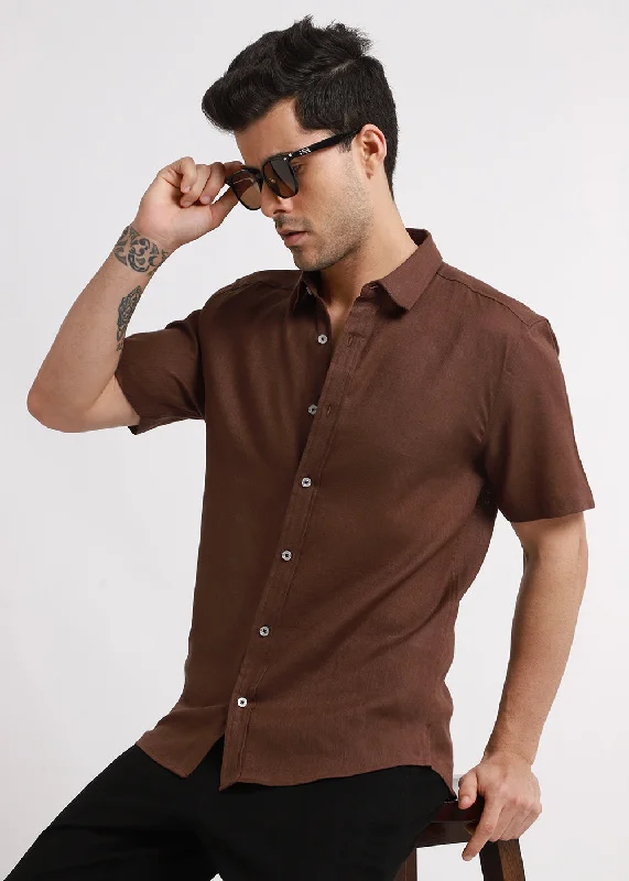 Men's Dressy Casual Shirts for Smart-Casual EventsBatiste Brown Linen shirt