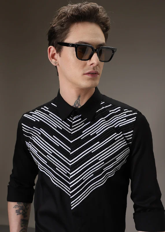 Men's Easy-Care Shirts for Busy LifestylesStrike Needle Work Black Shirt