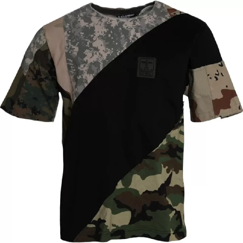 Men's Shirts with Roll-Up SleevesDolce & Gabbana multi Camouflage Cotton Round Neck Men Men's T-shirt Men's Shirts with Roll-Up SleevesDolce & Gabbana multi Camouflage Cotton Round Neck Men Men's T-shirt