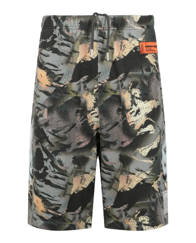 Men's Pants with Stretchable Fabric for FlexibilityCamo Flaming Sweatshorts