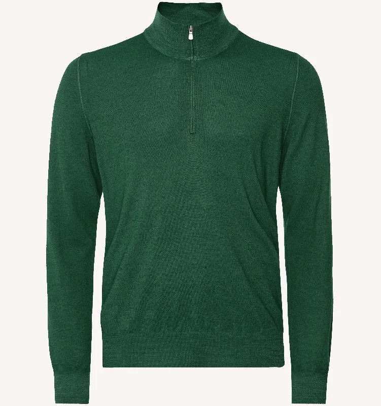 Men's Shirts with Embellished HemlinesGran Sasso Quarter Zip in Green