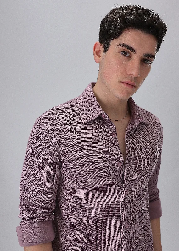 Men's Pattern-Play Shirts for a Fun TwistLilac Knitted Shirt