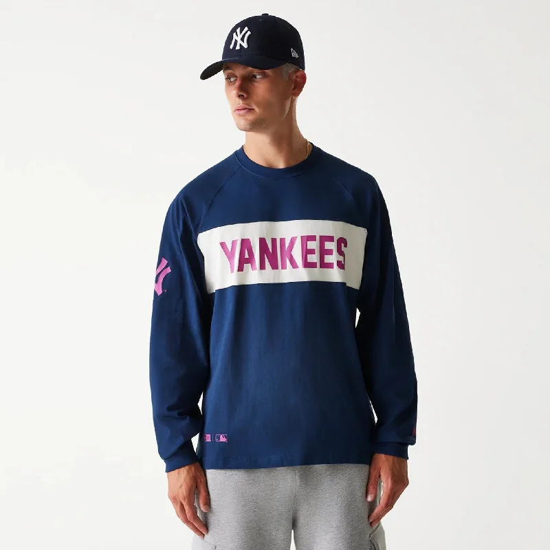Men's Short-Sleeved ShirtsNew York Yankees Korea Navy Long Sleeve T-Shirt