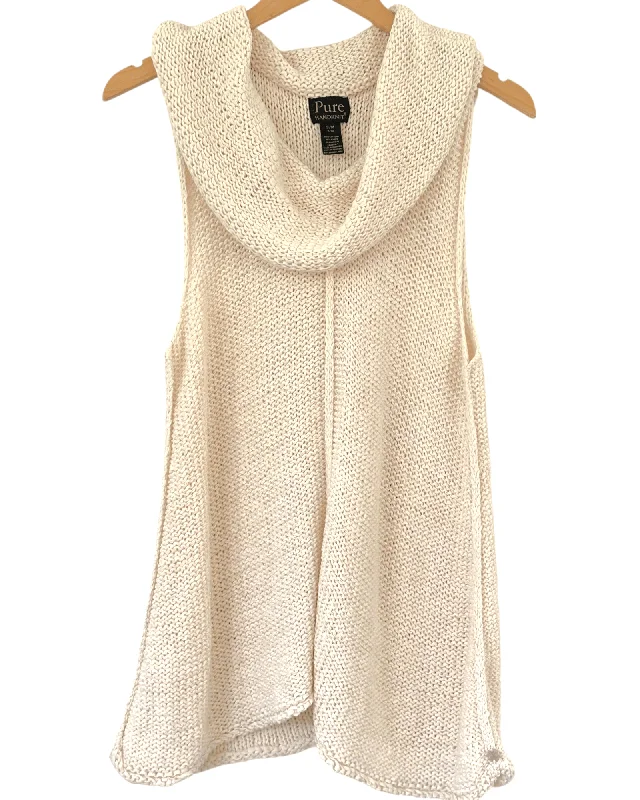 Warm Spring Cream Sleeveless Cowl Neck Sweater