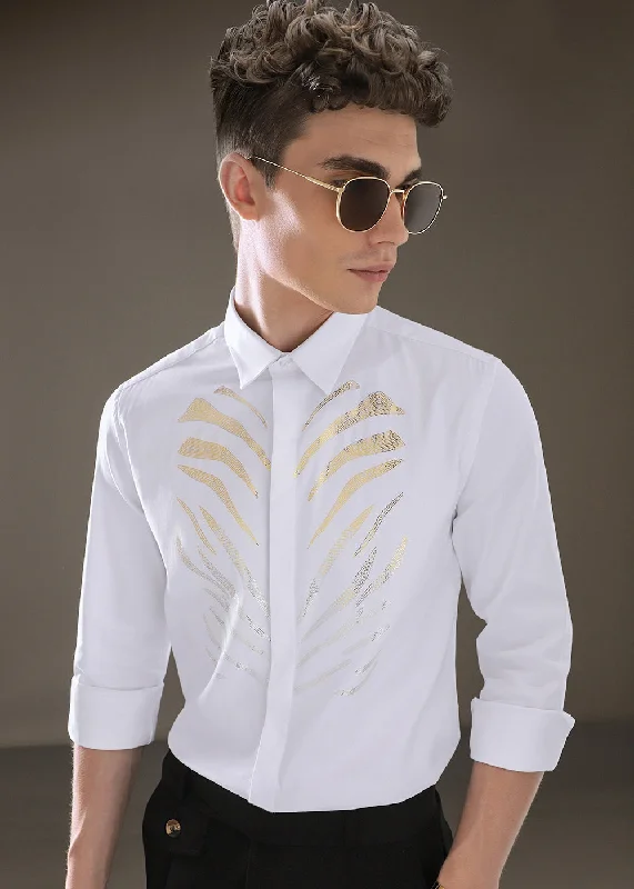 Men's Striped Shirts for a Maritime TwistTiger Stripe White Designer Shirt