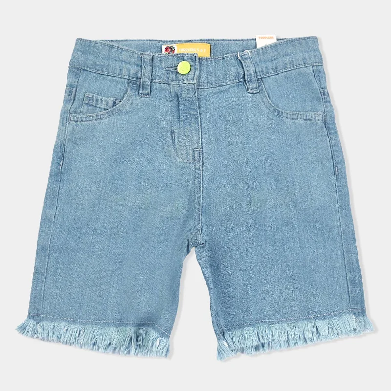 Warm Men's Fleece-Lined PantsGirls Denim Rigid Short Solid-Ice Blue