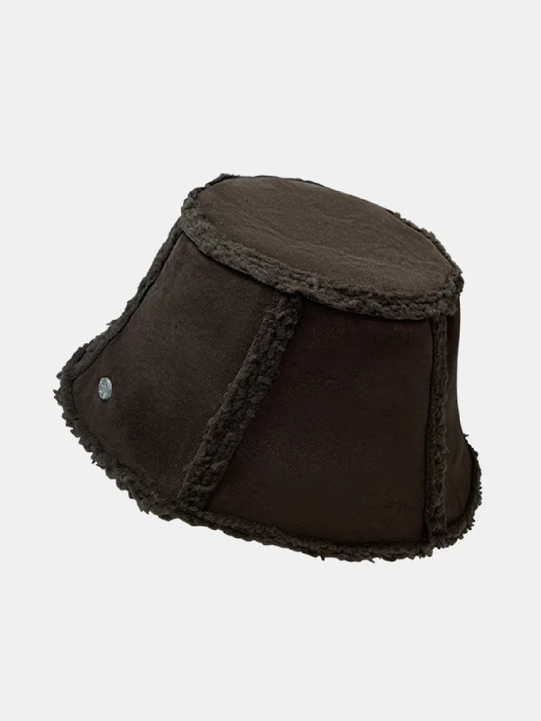 Girls' Straw HatsFaux Suede Plush Bucket Hat