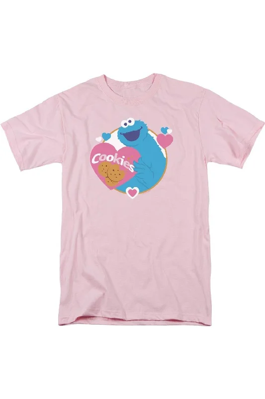 Men's Shirts with Abstract DesignsSesame Street Love Cookies Short Sleeve Adult Tee / T-Shirt Men's Shirts with Abstract DesignsSesame Street Love Cookies Short Sleeve Adult Tee / T-Shirt