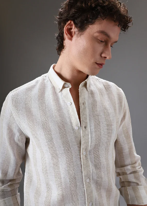 Men's Scoop Neck T-Shirts for a Relaxed FeelBoulder Beige Cosmos Blended Linen shirt