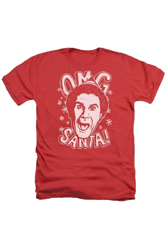 Men's Shirts with Ruffled HemlinesElf Omg Santa Adult Heather Tee / T-Shirt