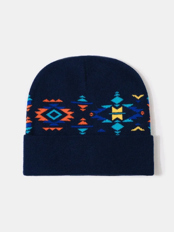 Formal Top HatsGeometric Pattern Jacquard Warm Knit Beanie Hat