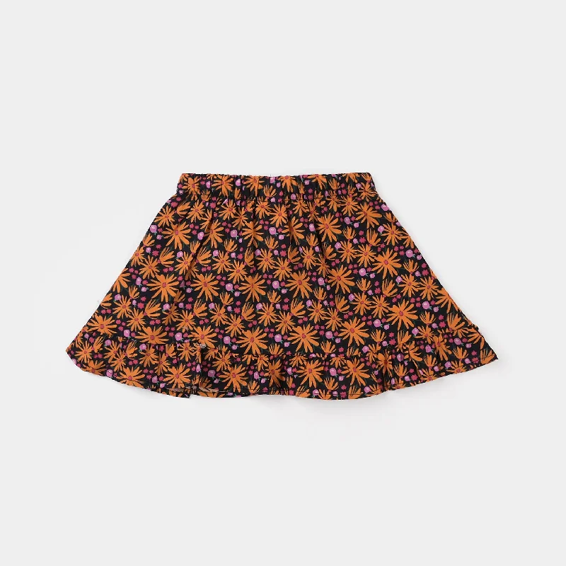 Classic Men's JeansInfant Girls Cotton Poplin Short Skirt Mustard Flowers-Multi