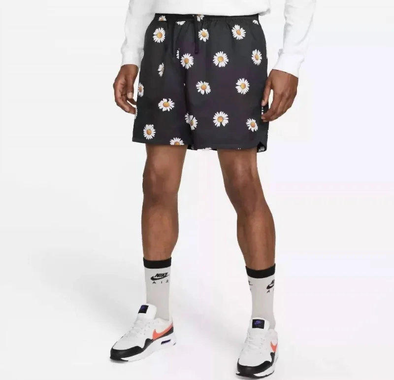 Men's Sports Pants for Active LifestylesMen's Essentials Flow Shorts In Black With Daisy Print Men's Sports Pants for Active LifestylesMen's Essentials Flow Shorts In Black With Daisy Print