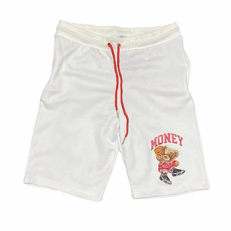 Men's Pants with Patchwork PatternsMen's 4S Cement Money Shorts In White/red
