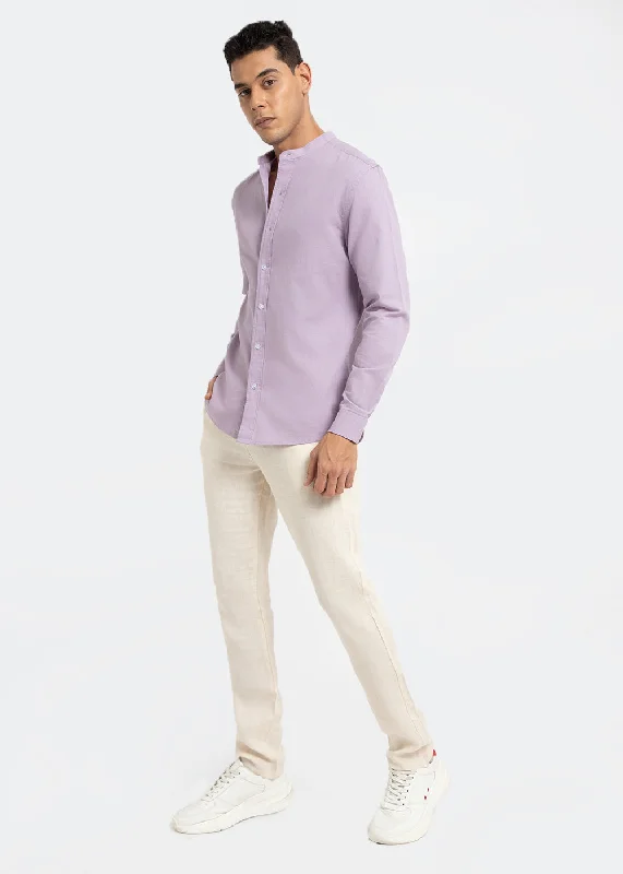 Men's Button-Down Collar Shirts for Staying PolishedLavender Cotton Linen Shirt