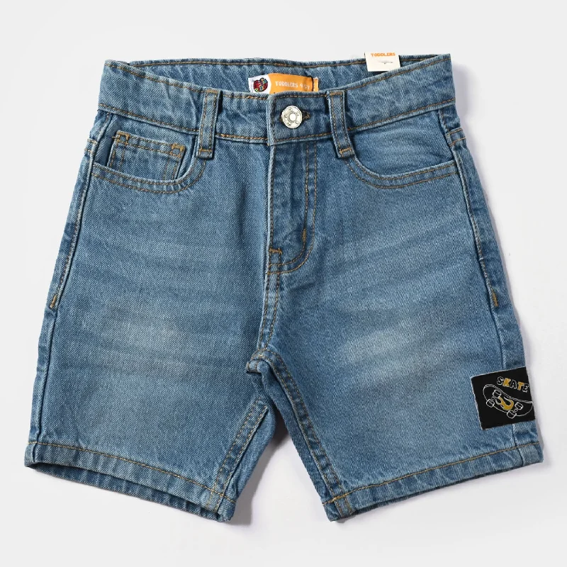 Men's Tapered Pants for a Slimming EffectBoys Denim Stretch Short Belt-Ice Blue