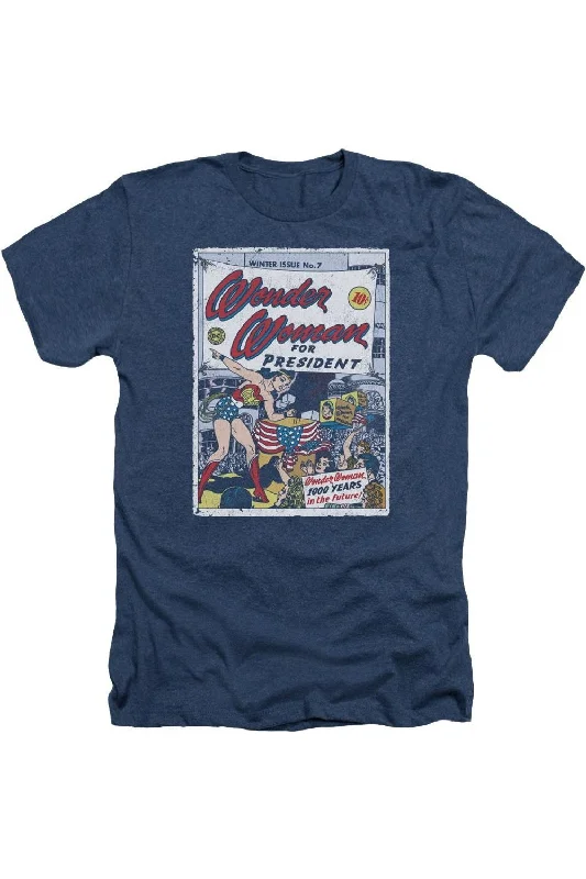 Men's Shirts with Patchwork SleevesDC Comics Wonder Woman For President Adult Heather Tee / T-Shirt Men's Shirts with Patchwork SleevesDC Comics Wonder Woman For President Adult Heather Tee / T-Shirt
